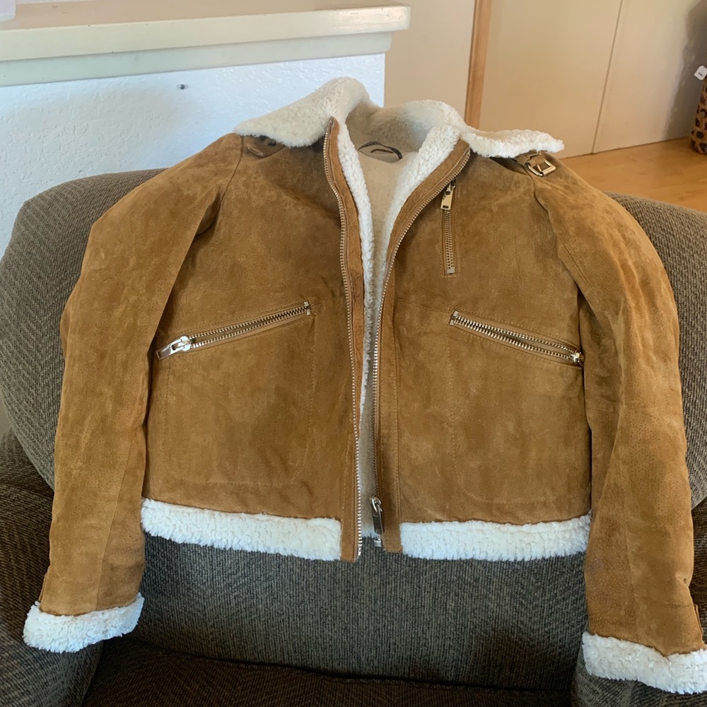 Tan Suede Shearling Zara Jacket